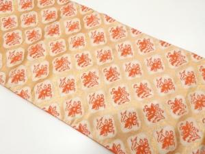 アンティーク　菱に花模様織り出し名古屋帯（着用可）